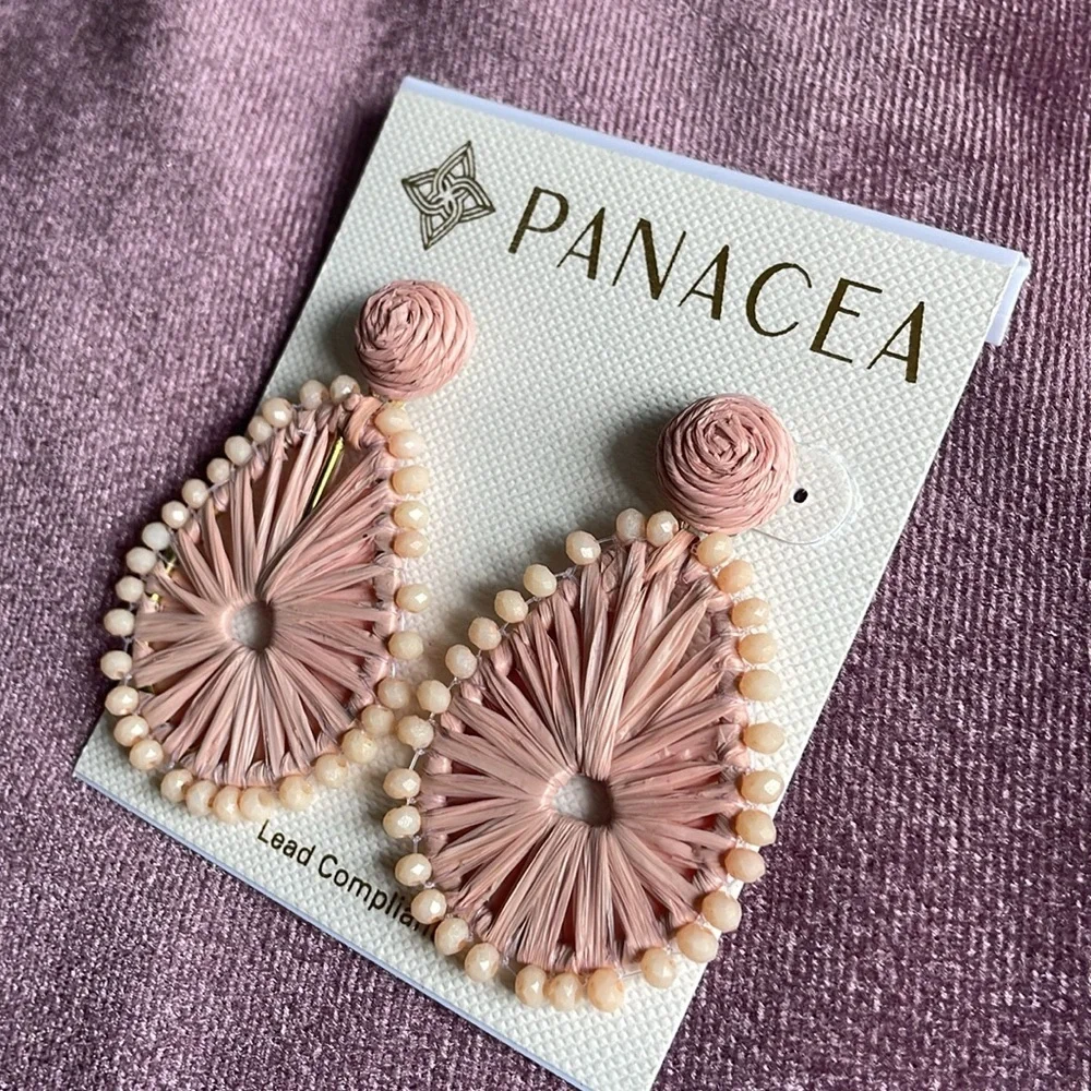 Panacea Raffia Crystal Drop Earrings - Picture 3 of 3